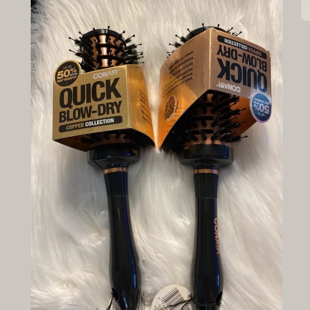 2CONAIR Quick BlowDry Pro Round Hair Brush Copper